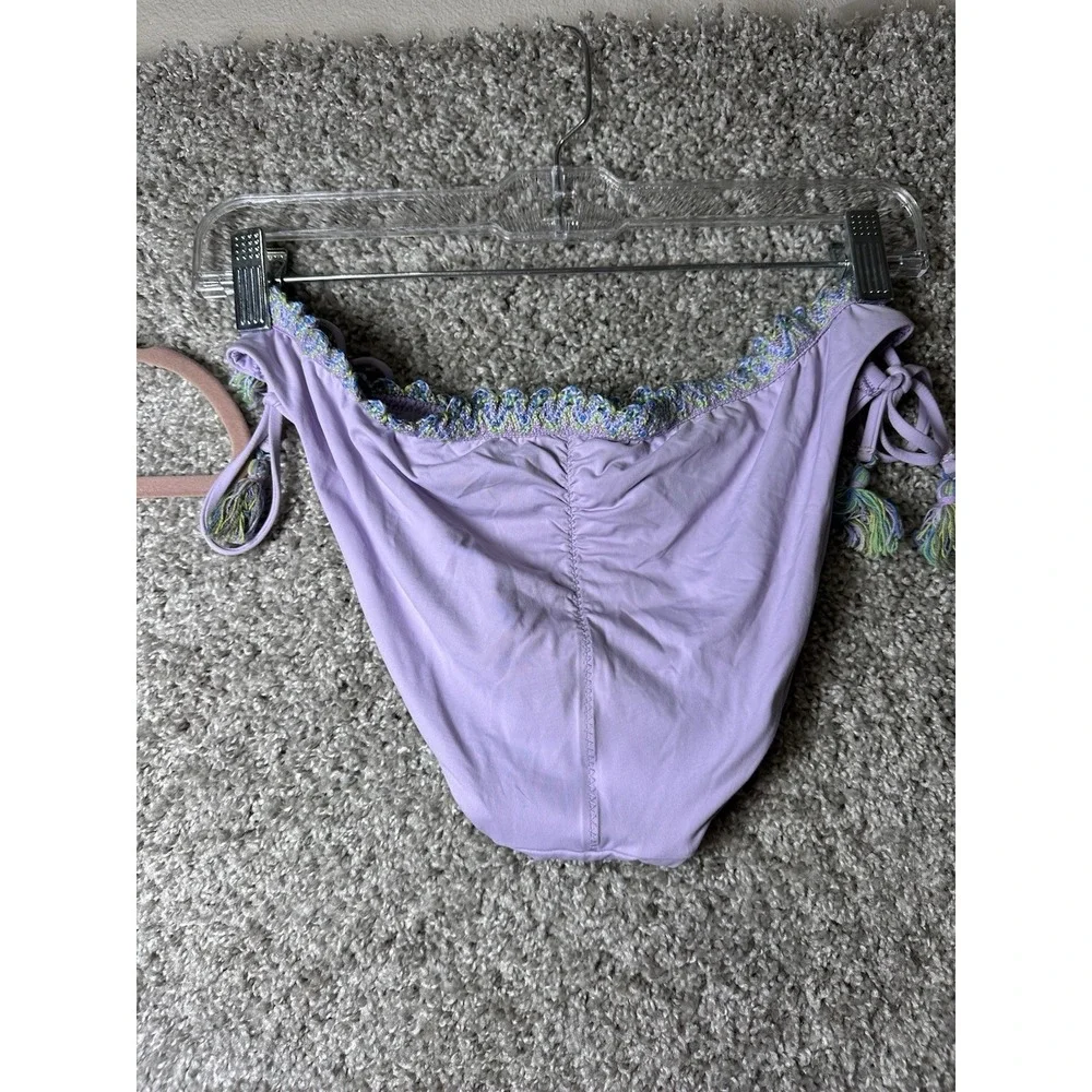 BECCA by Rebecca Virtue Iris Purple Crochet‎ Trim Bikini Set Size Large EUC!